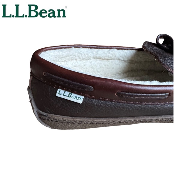 NIB L.L. Bean Womens Bison Leather Shearling Lined Moccasins Size 8 - Picture 4 of 7